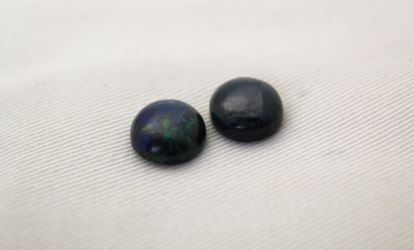 TWO Azurite oval cabochons 10X12MM green blue