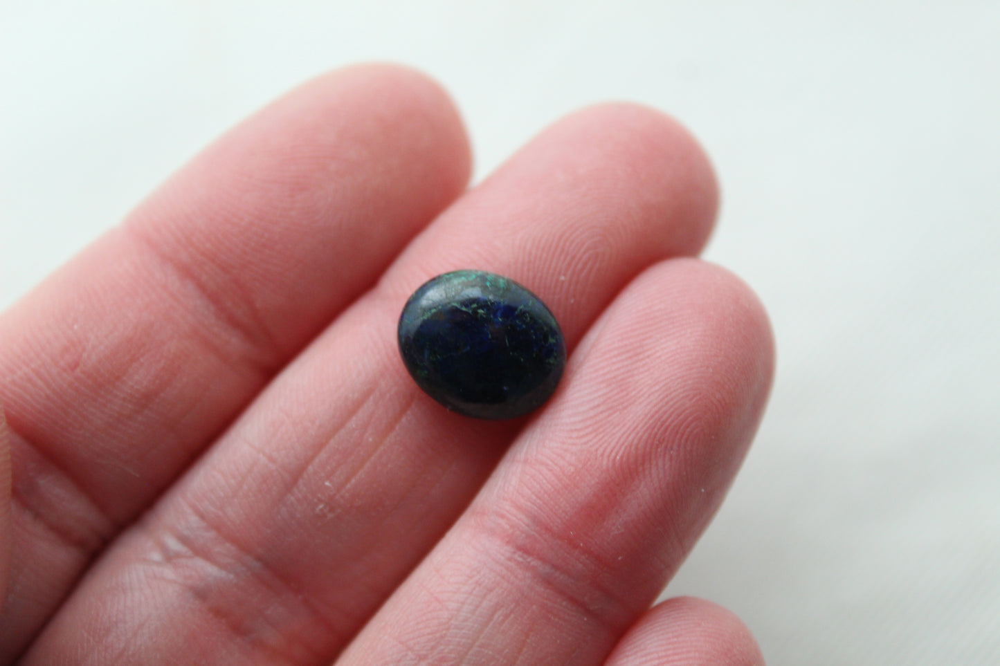 TWO Azurite oval cabochons 10X12MM green blue