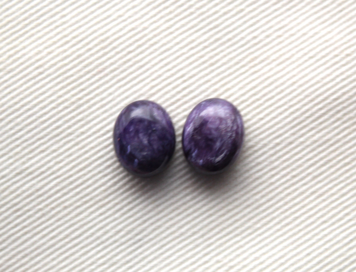 TWO Charoite oval Cabochon purple Gemstone 8x10MM