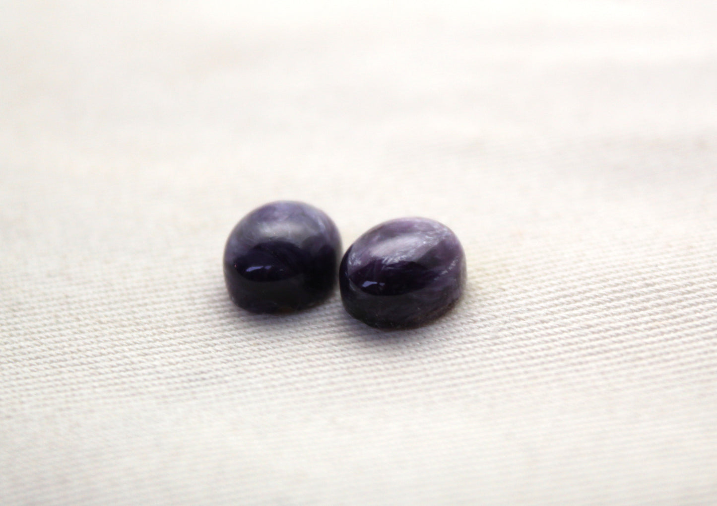 TWO Charoite oval Cabochon purple Gemstone 8x10MM