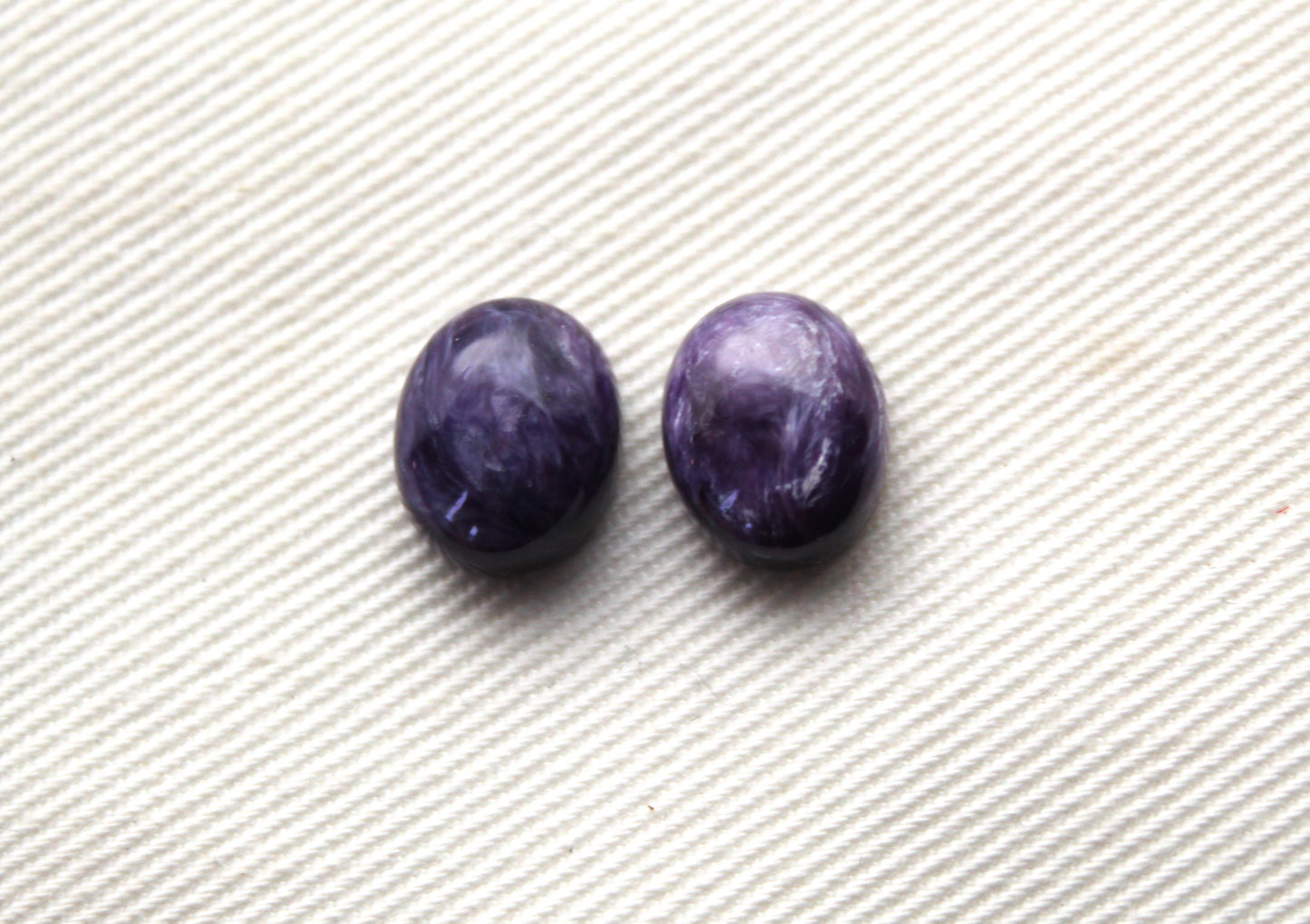 TWO Charoite oval Cabochon purple Gemstone 8x10MM