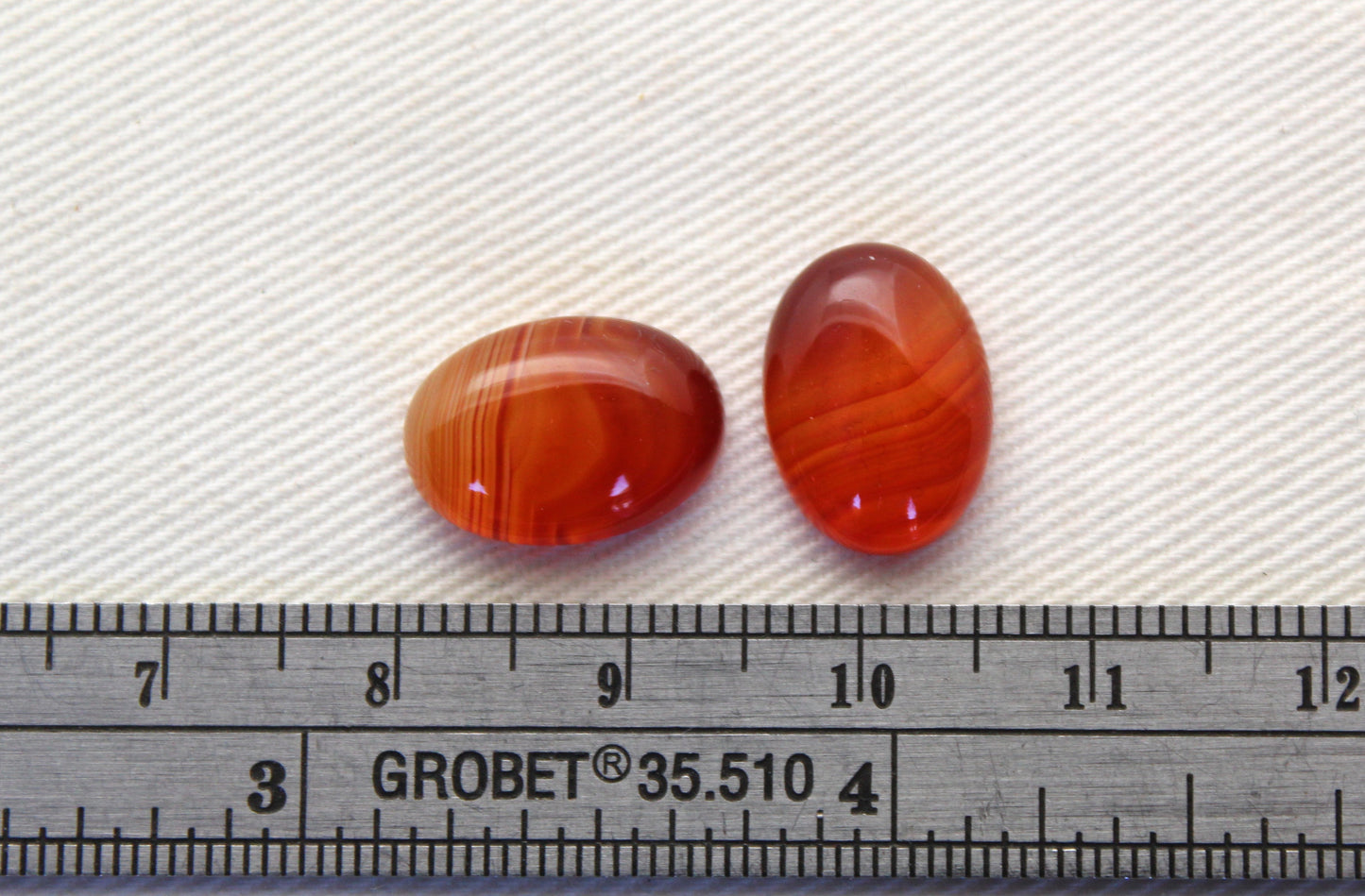 TWO Banded Agate cabochon Gemstone Oval 10X14MM