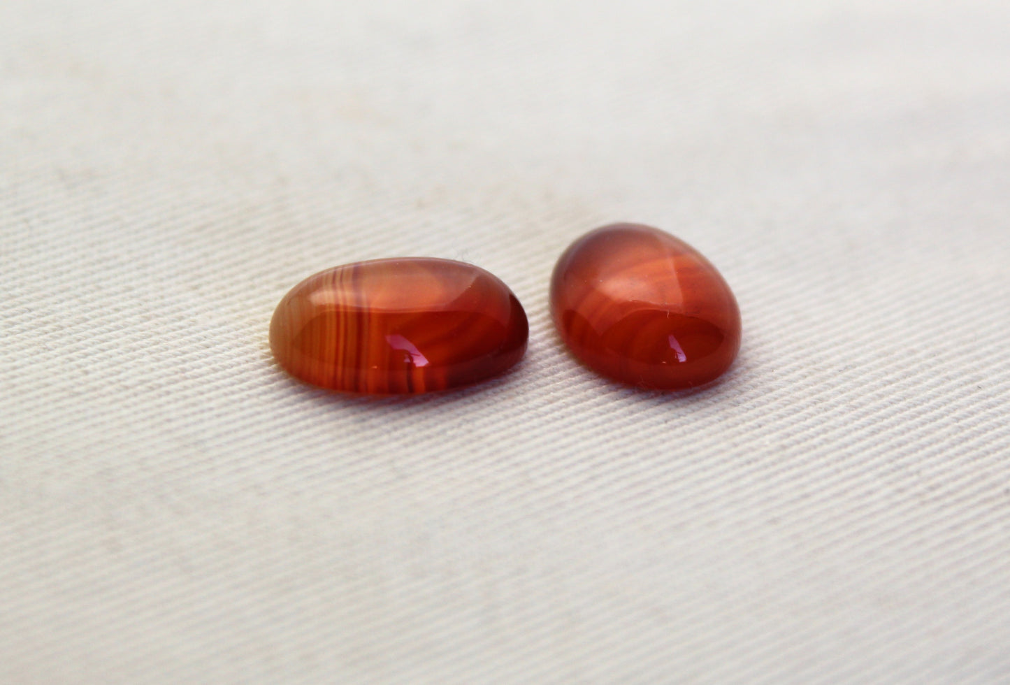 TWO Banded Agate cabochon Gemstone Oval 10X14MM