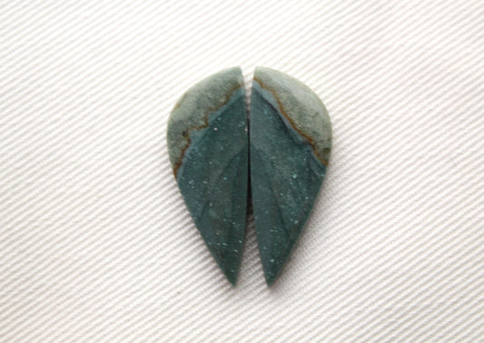 Pair of small Imperial green Jasper Cabochons