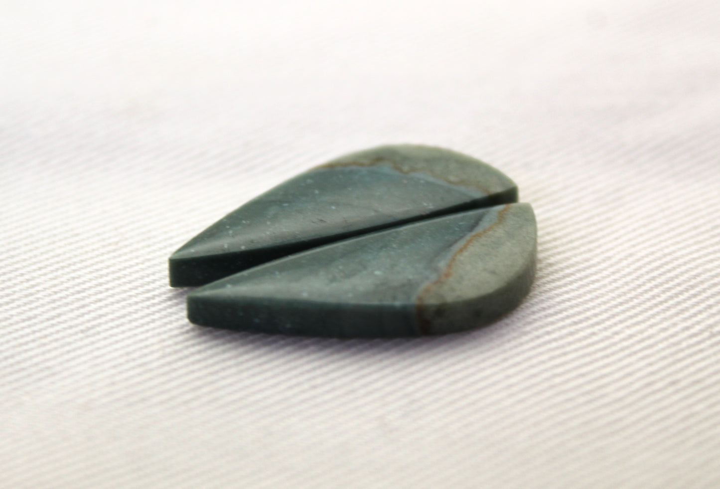 Pair of small Imperial green Jasper Cabochons