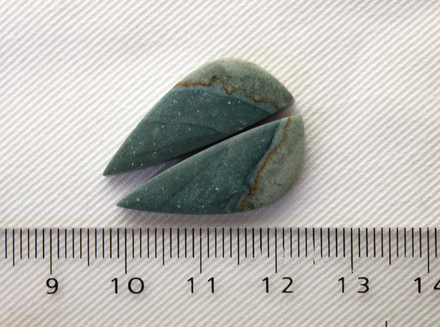 Pair of small Imperial green Jasper Cabochons