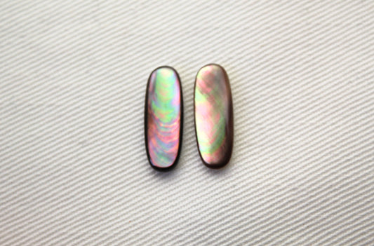 Two Mother of Pearl cabochons Gemstone long oval 6x17MM