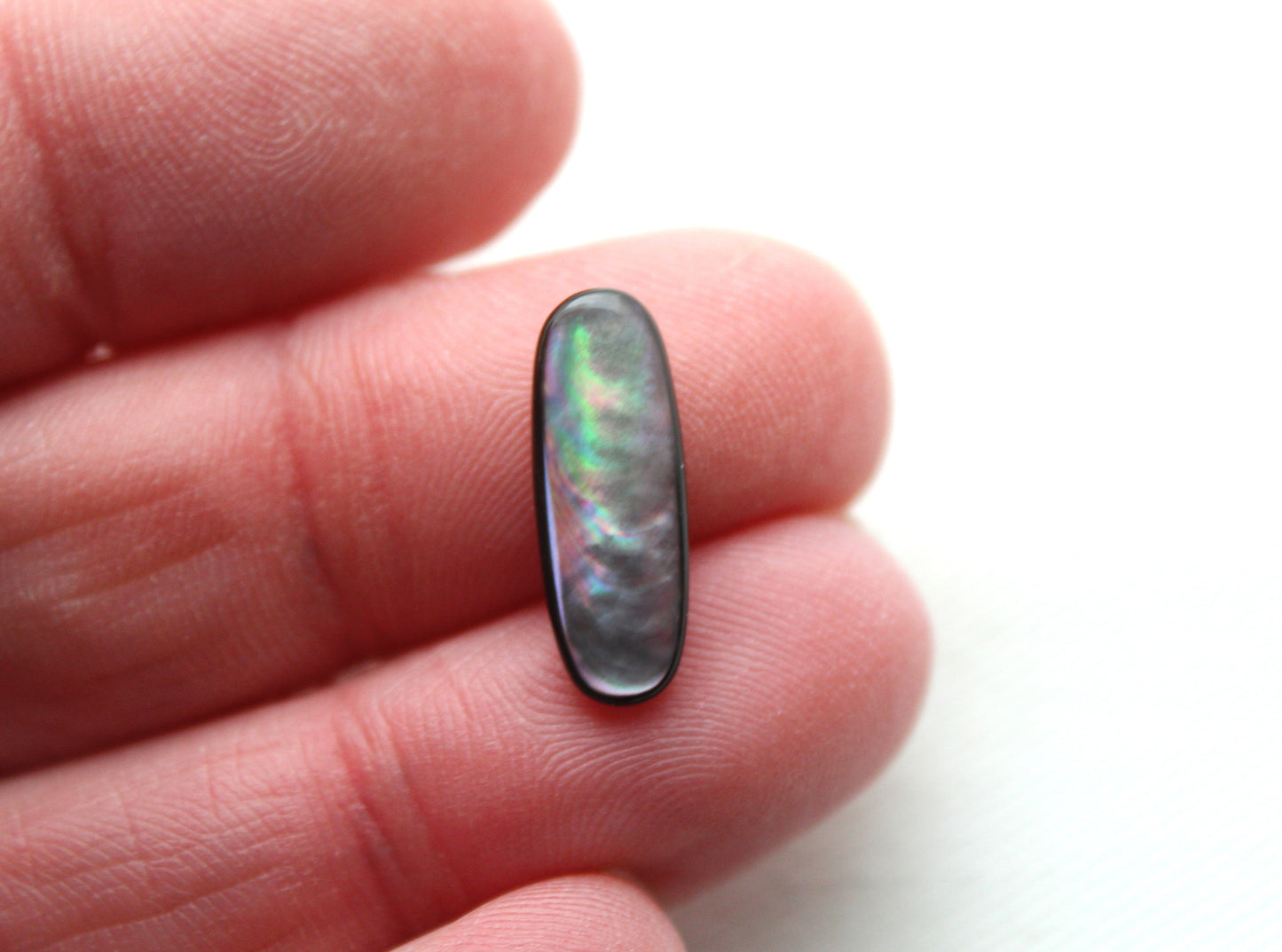 Two Mother of Pearl cabochons Gemstone long oval 6x17MM