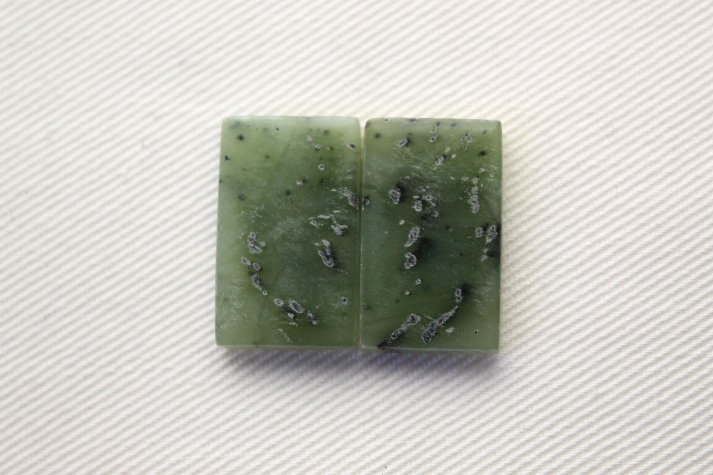 Nephrite Jade Cabochons Pair Gemstone moss green rectangle