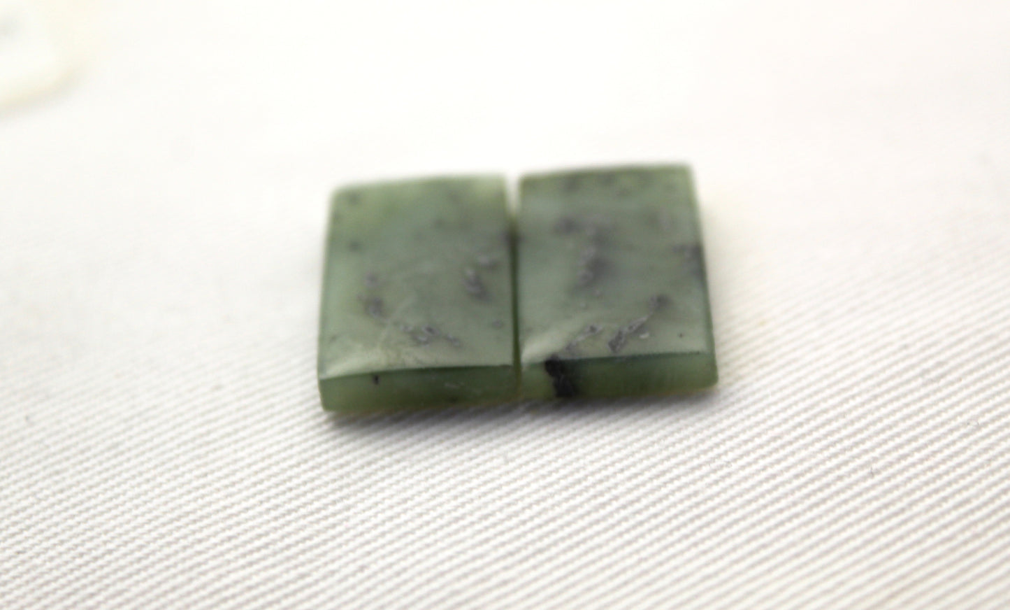 Nephrite Jade Cabochons Pair Gemstone moss green rectangle