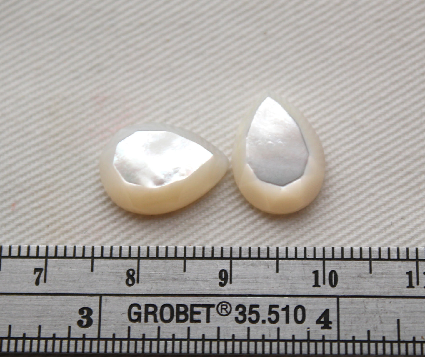 Two Mother of Pearl cabochons Gemstone Pear 10X14MM faceted