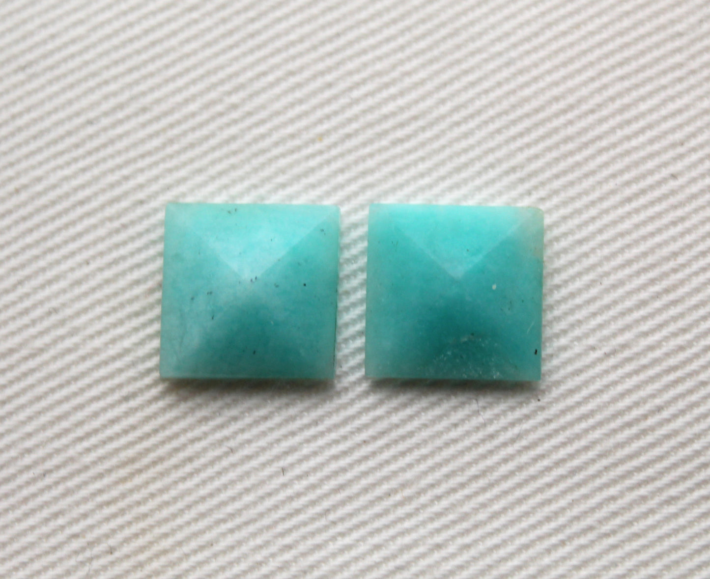 Pair of Amazonite cabochons 10 MM Gemstones square pyramid