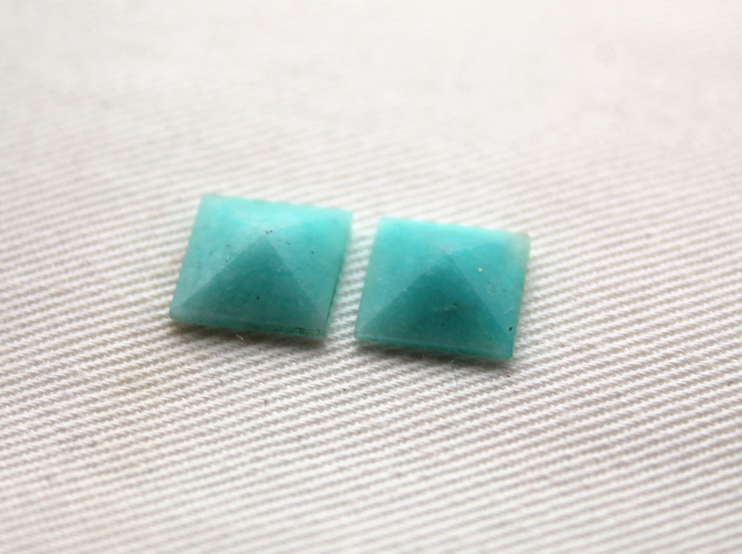 Pair of Amazonite cabochons 10 MM Gemstones square pyramid