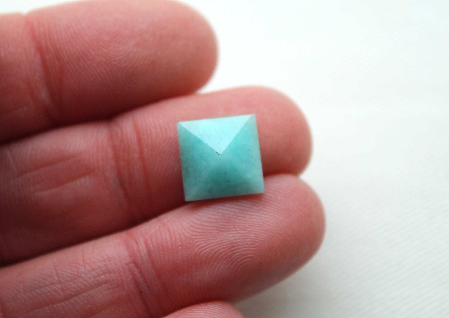 Pair of Amazonite cabochons 10 MM Gemstones square pyramid