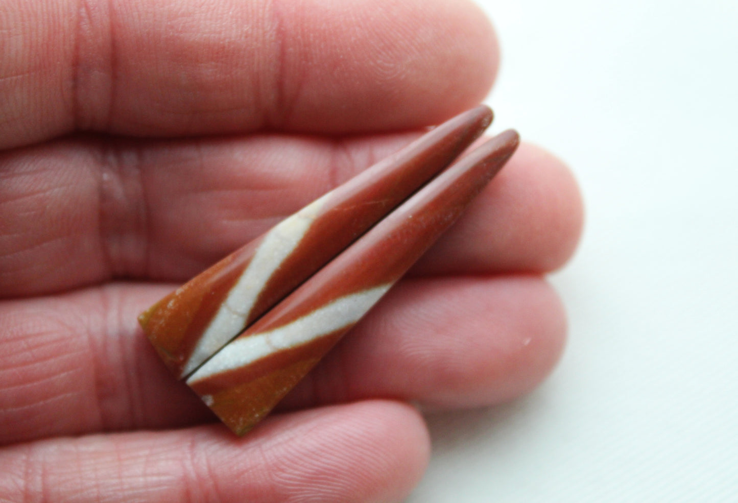 Nice Pair of Australian Jasper Cabochons gray terra cotta