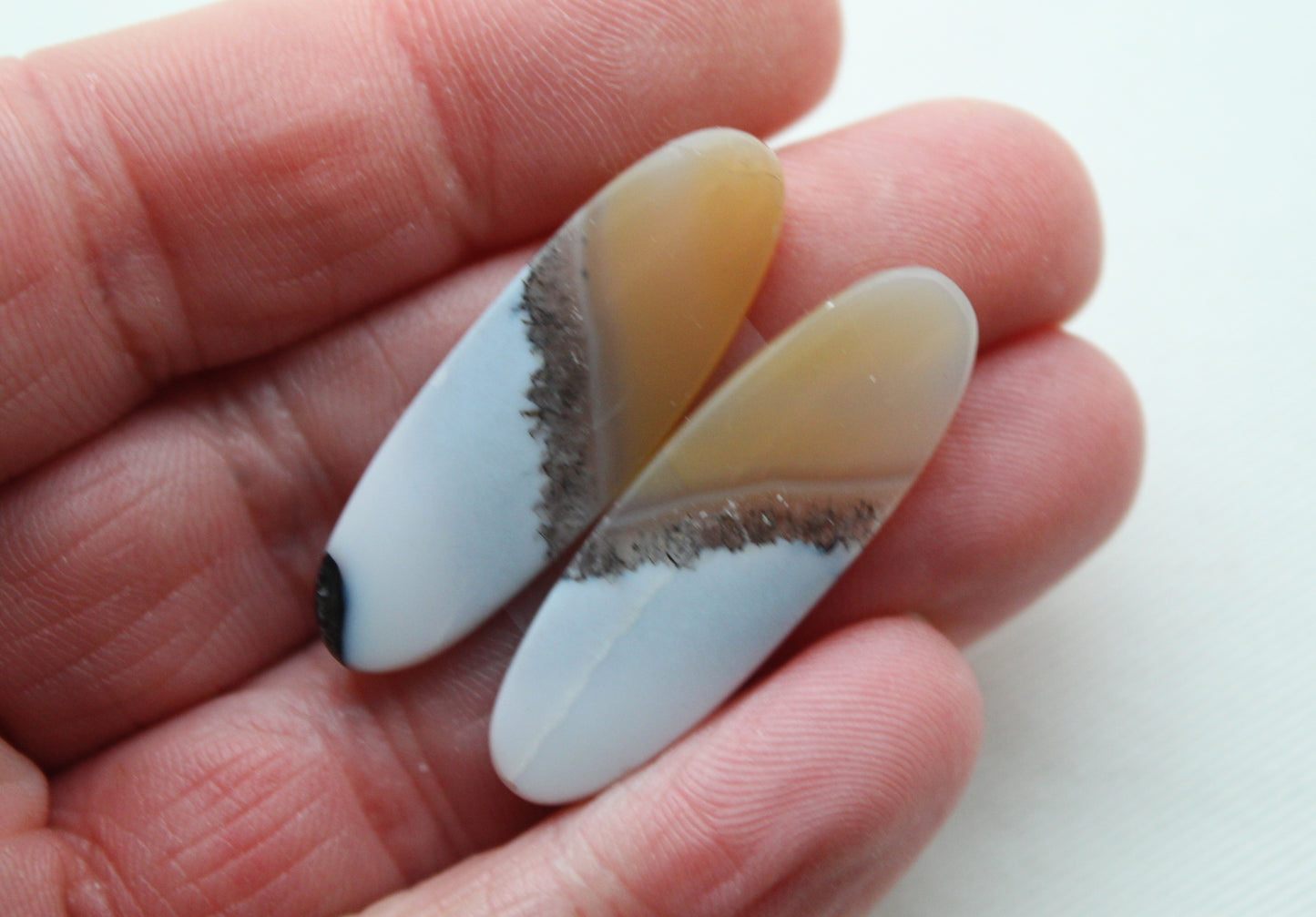 Pair Indonesian Timor Agate Cabochons gemstone natural