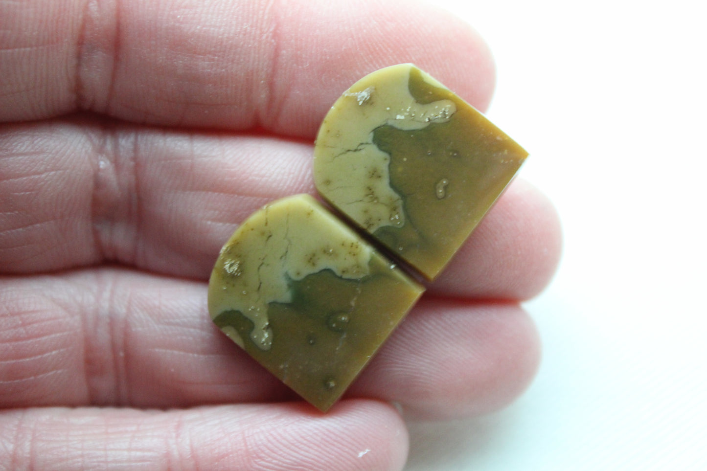 Nice Pair of Jasper Cabochons gemstones green