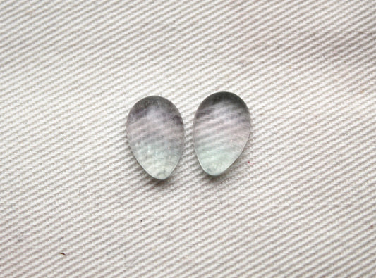 Lot of TWO pear Fluorite Cabochons 8x12 MM