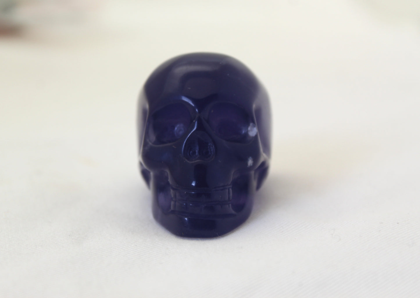 One Fluorite SKULL natural Gemstone Purple