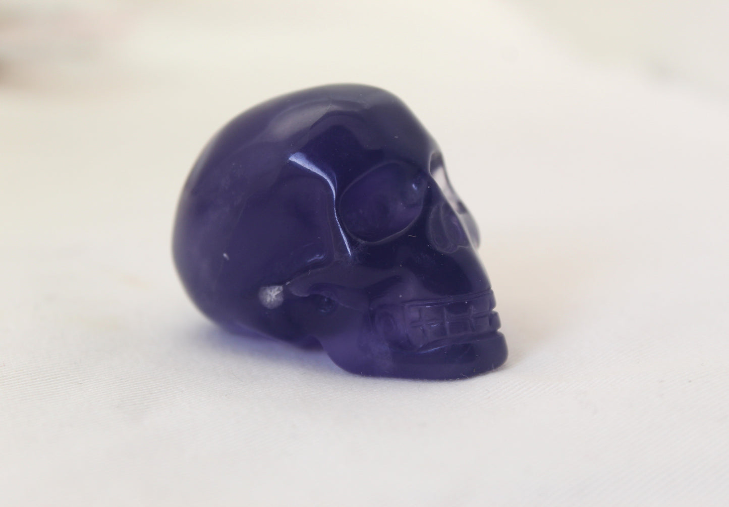 One Fluorite SKULL natural Gemstone Purple