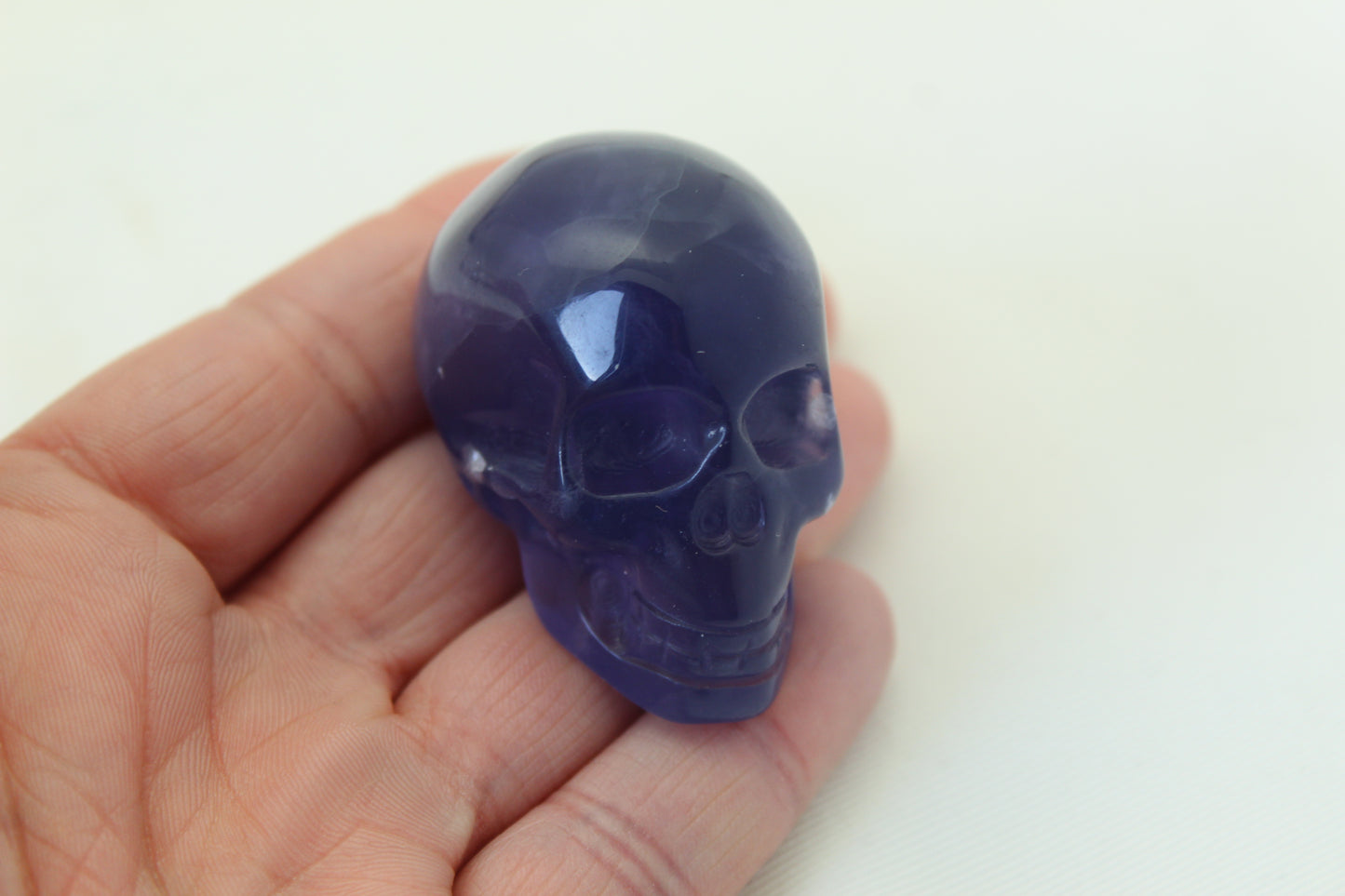 One Fluorite SKULL natural Gemstone Purple