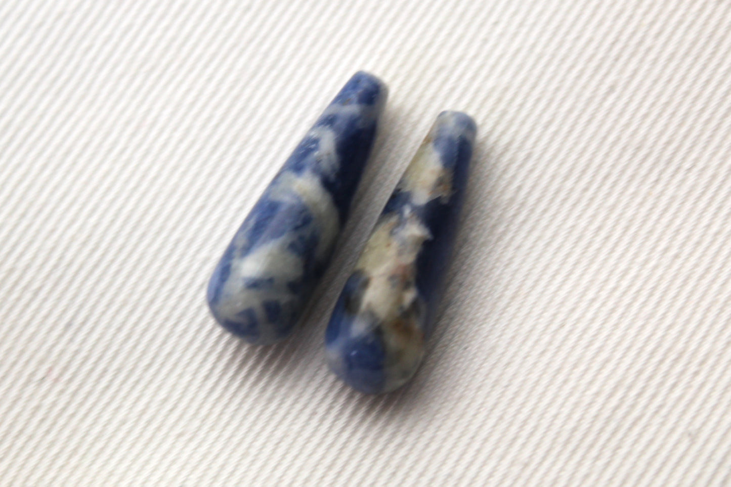 DRILLED Set of two Sodalite Gemstones drop blue