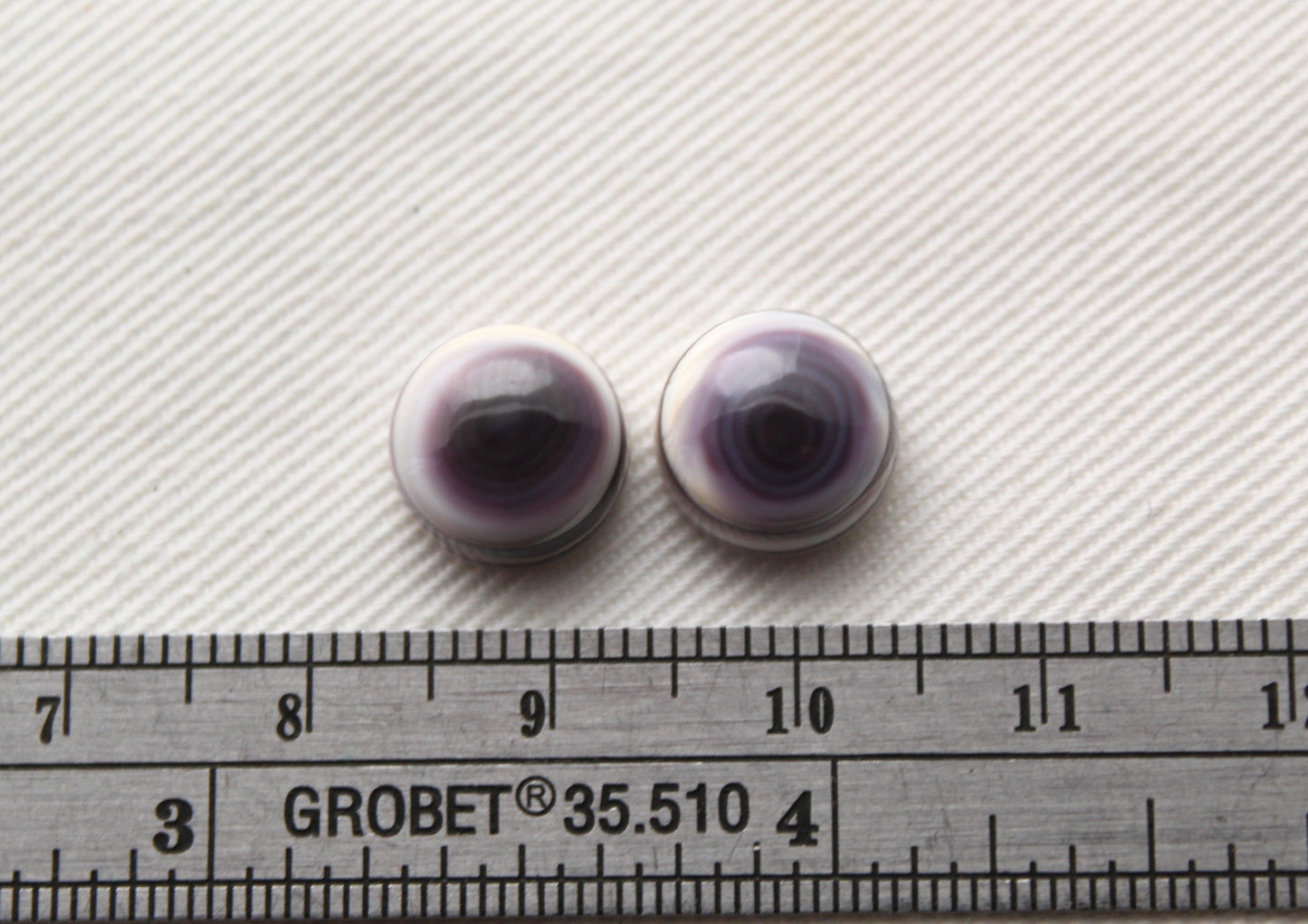 TWO Wampum Quahog Shell round 10MM purple
