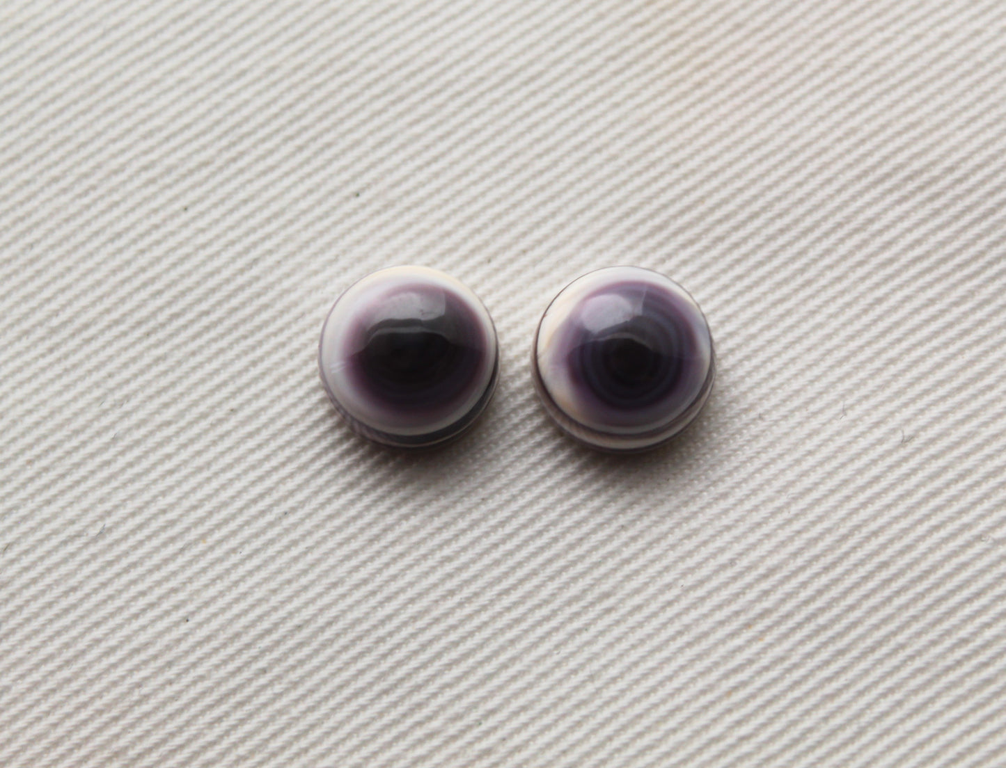 TWO Wampum Quahog Shell round 10MM purple