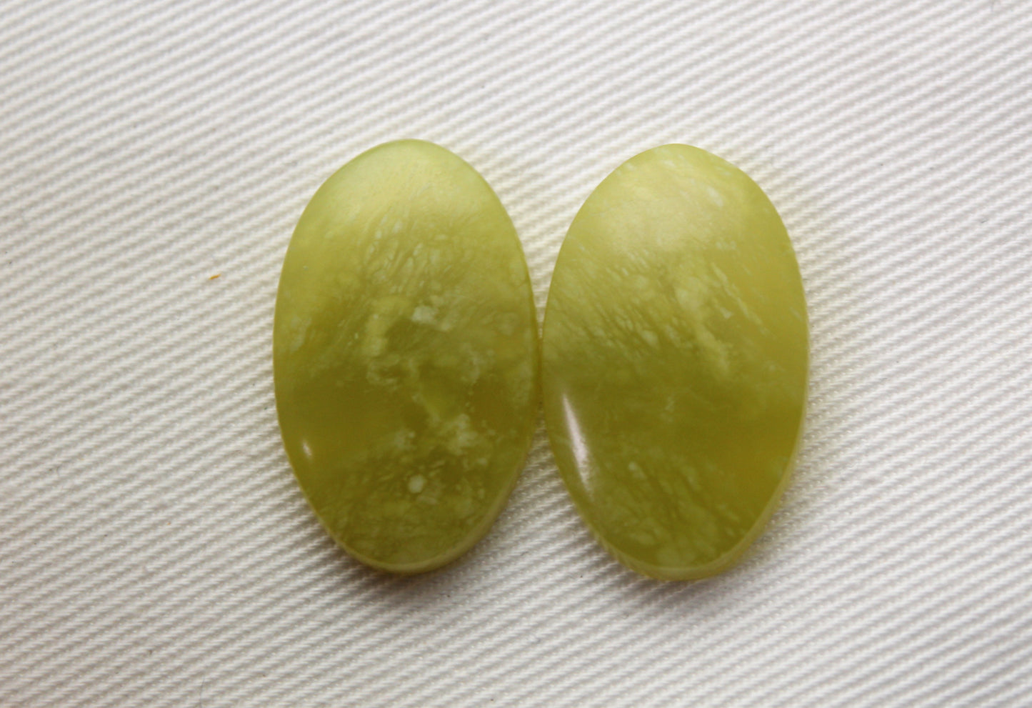 Vesuvianite Cabochon Pair Gemstone light green Oval