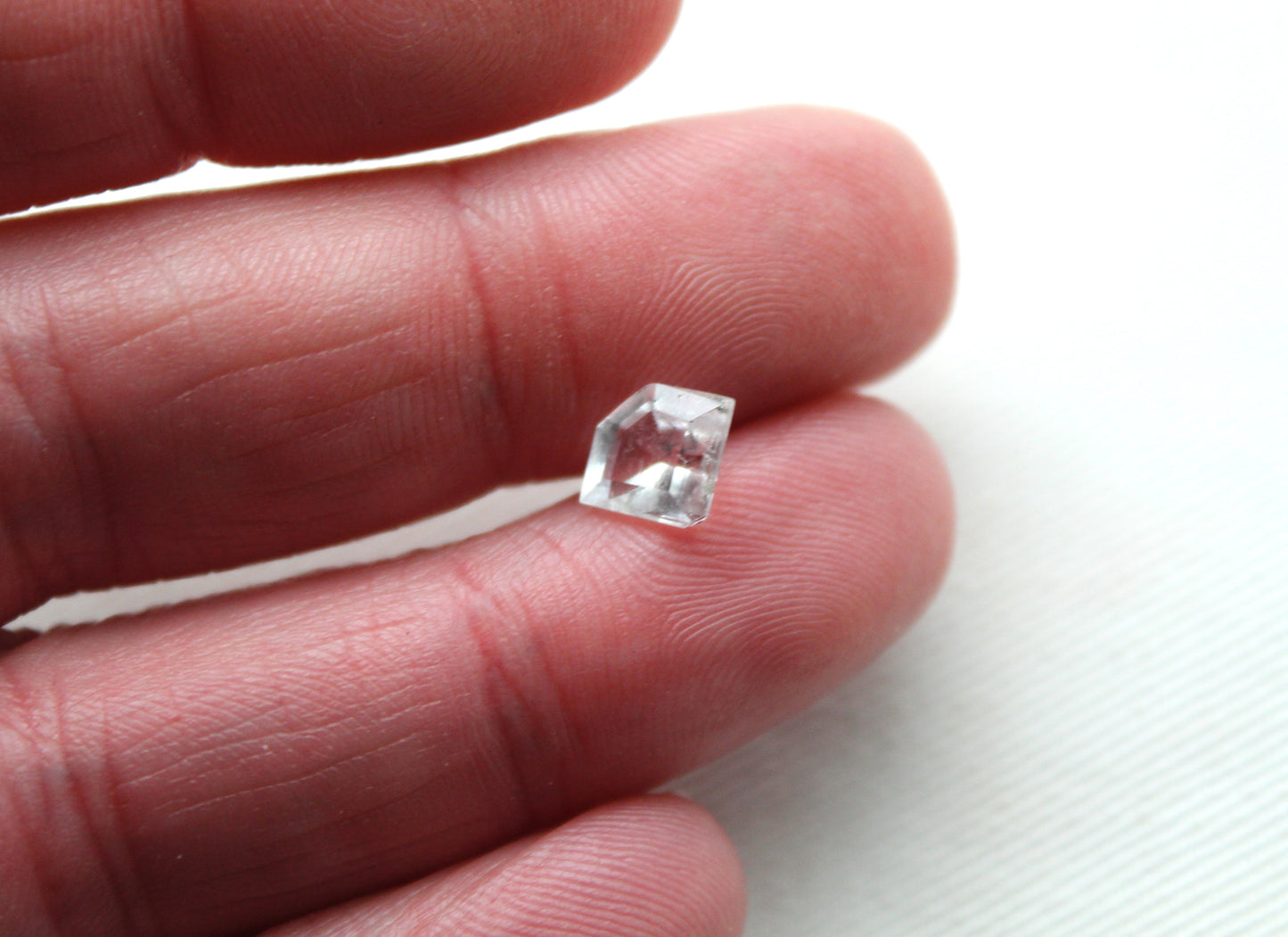 TWO Faceted Hollandite in Quartz freeform Gemstone clear
