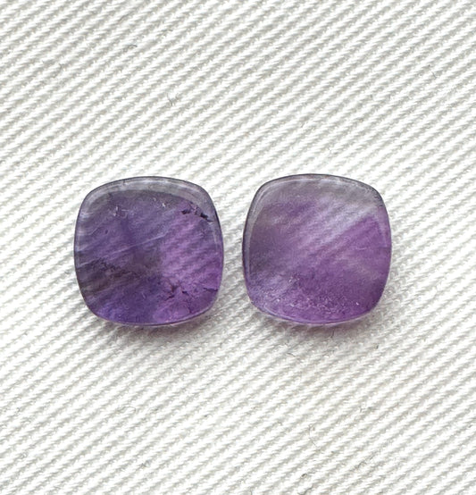 TWO Flat Amethyst Cabochons 10MM  cushion square purple