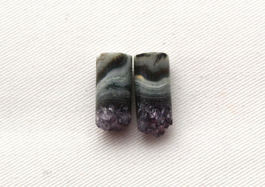 Amethyst slices Pair gemstone druzy Cylinder
