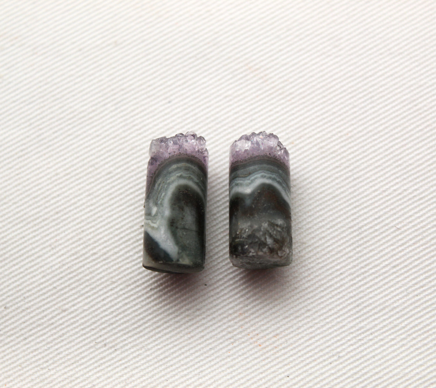 Amethyst slices Pair gemstone druzy Cylinder