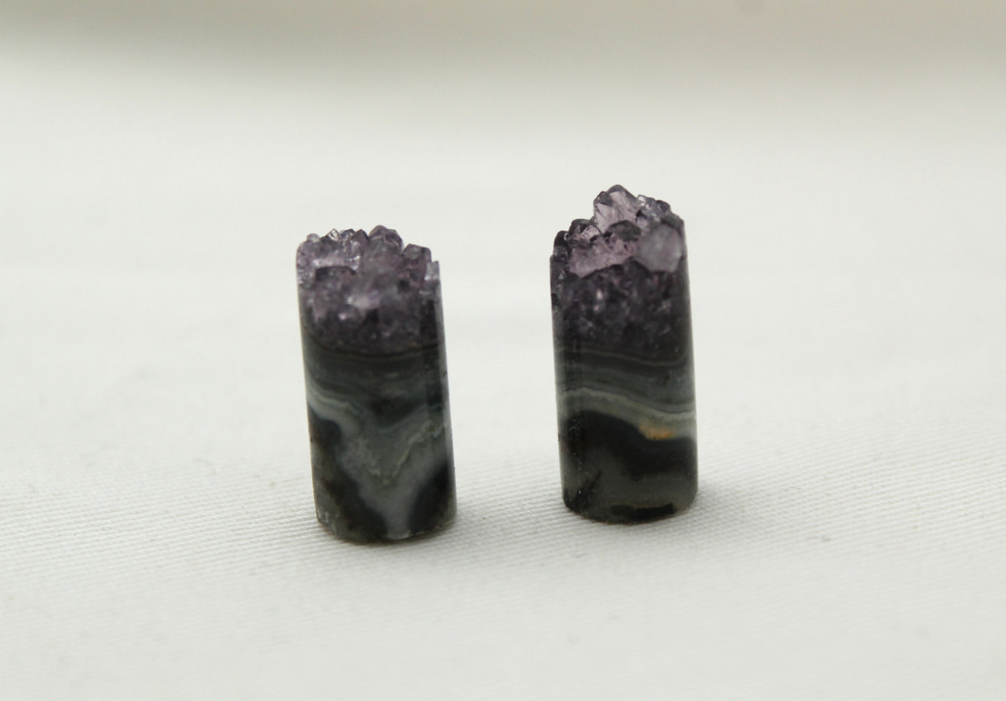 Amethyst slices Pair gemstone druzy Cylinder