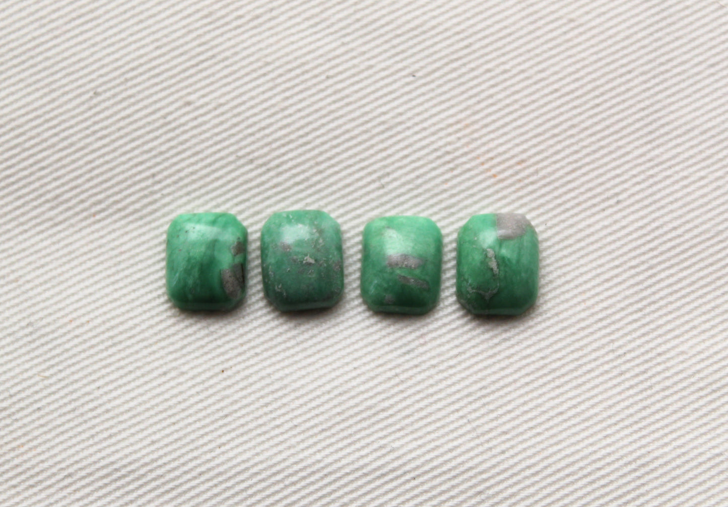 FOUR Variscite Emerald cut cabochons 8X10MM green Gemstones