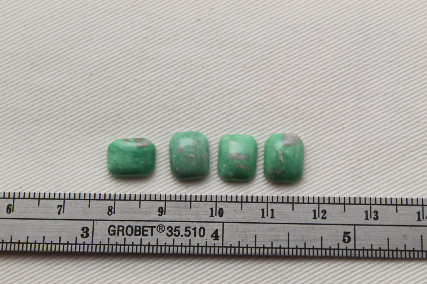FOUR Variscite Emerald cut cabochons 8X10MM green Gemstones