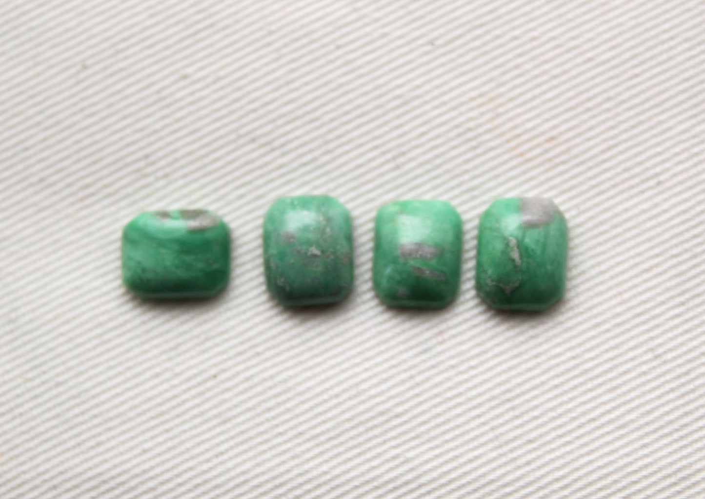 FOUR Variscite Emerald cut cabochons 8X10MM green Gemstones