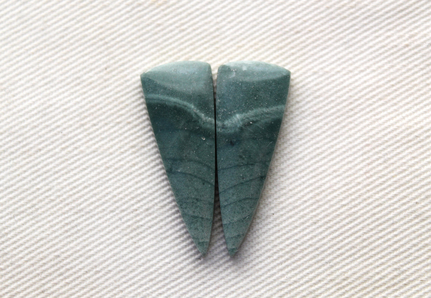 Pair of green Imperial Jasper Cabochons