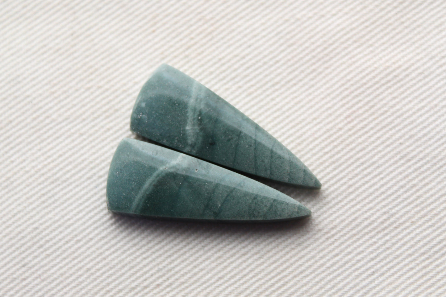 Pair of green Imperial Jasper Cabochons