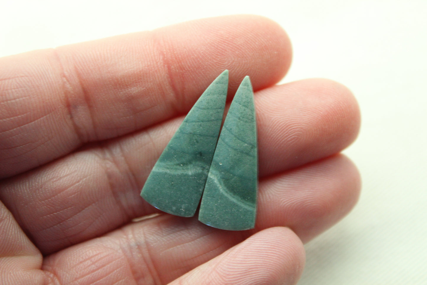 Pair of green Imperial Jasper Cabochons