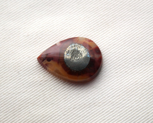 NICE Marcasite in Agate Cabochon Gemstone orange Teardrop