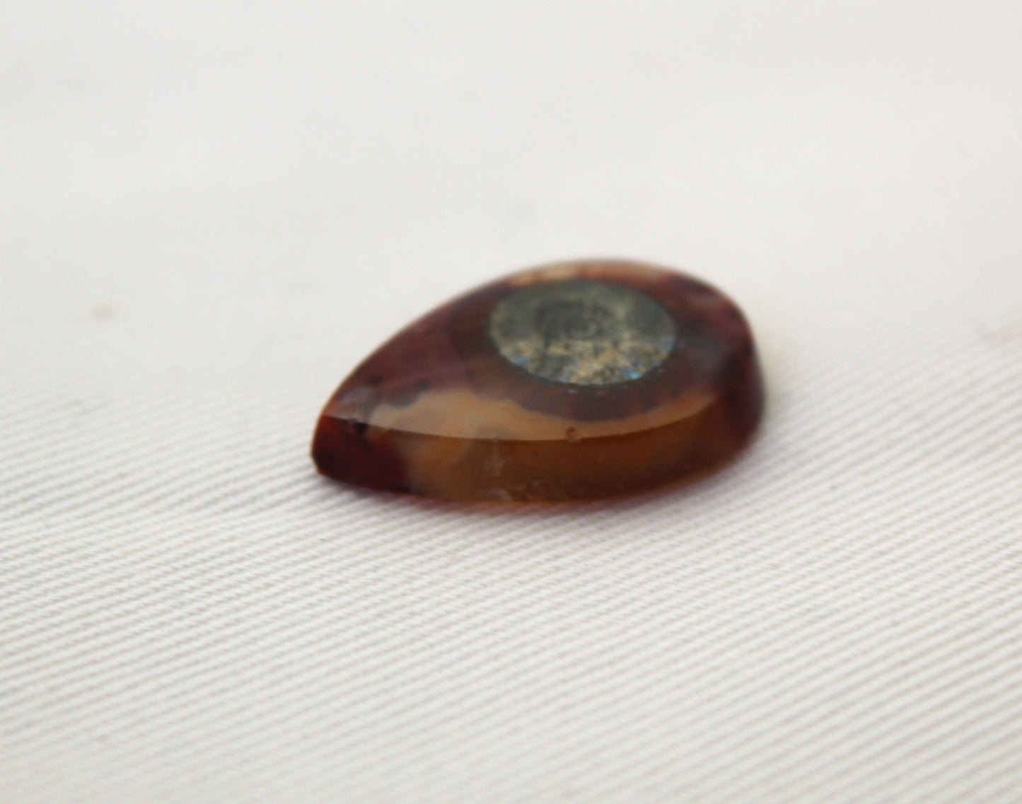 NICE Marcasite in Agate Cabochon Gemstone orange Teardrop