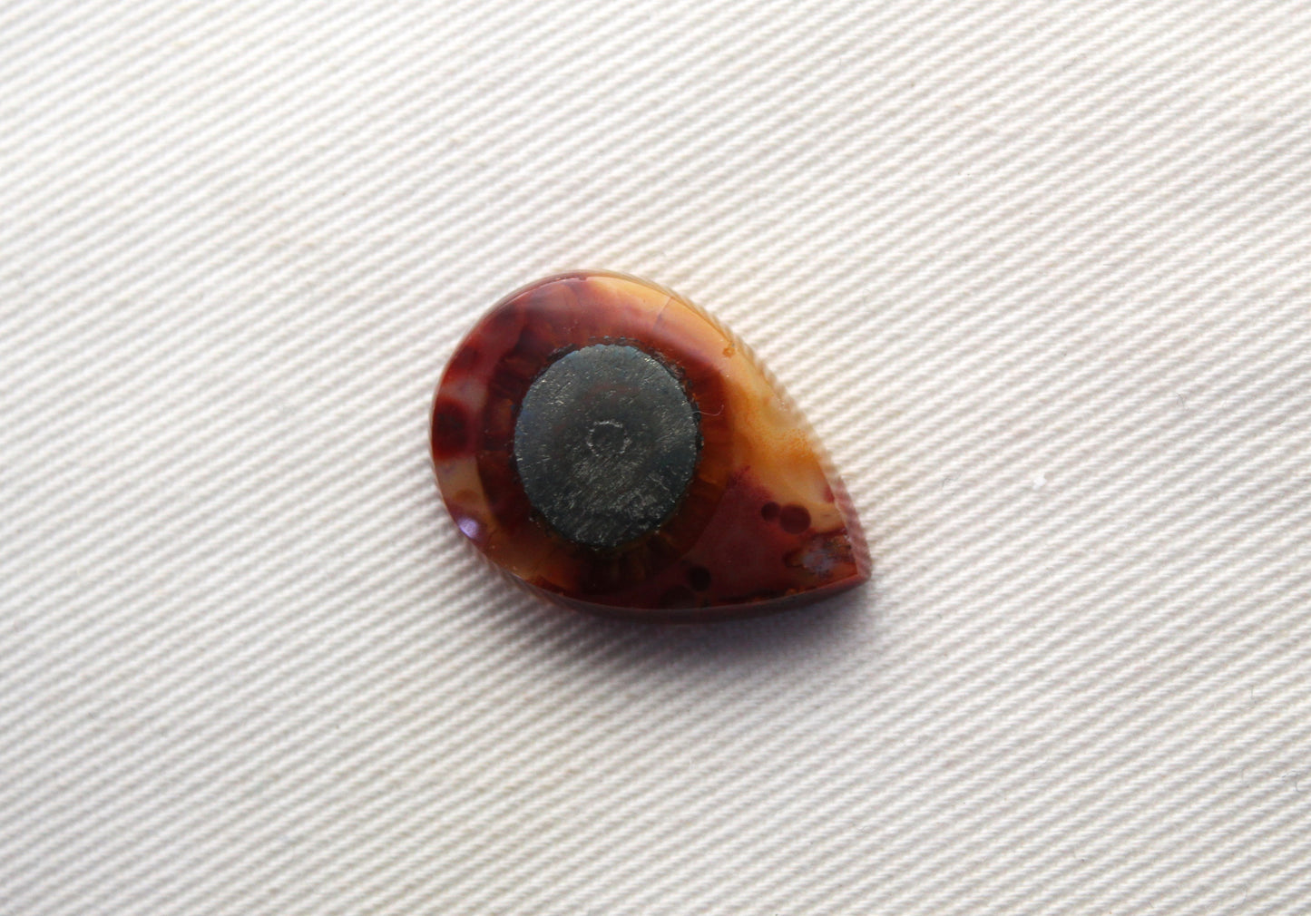 NICE Marcasite in Agate Cabochon Gemstone orange Teardrop