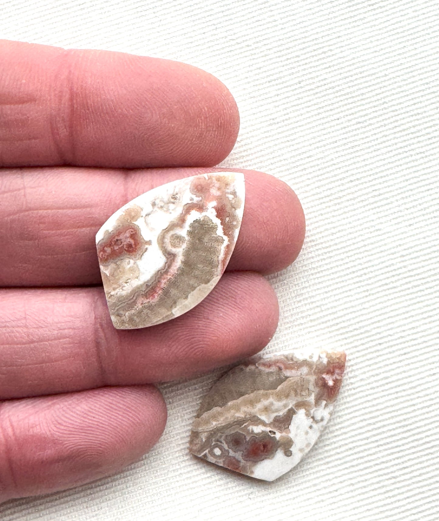 River Jasper Cabochon Pair Gemstone beige