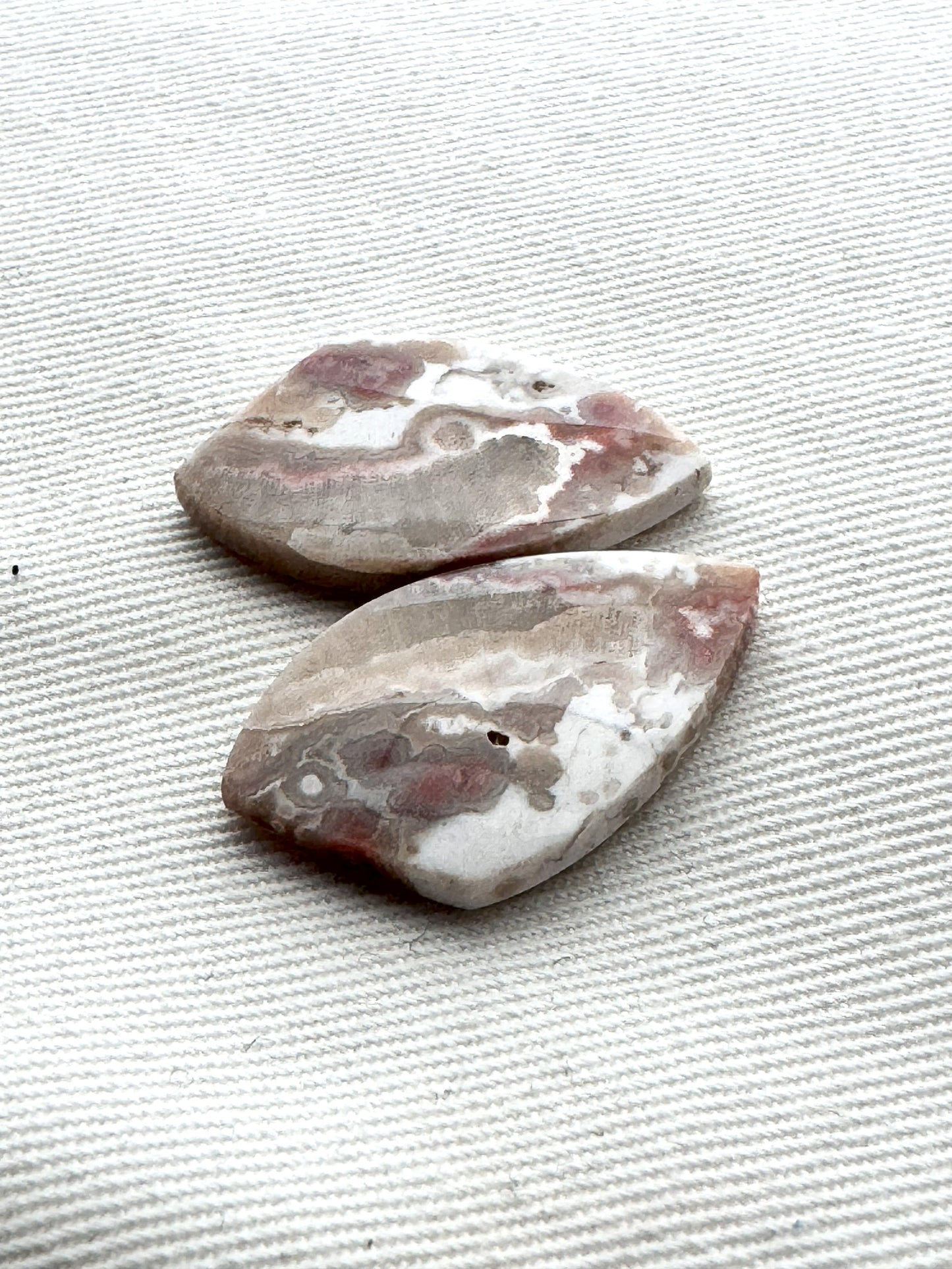 River Jasper Cabochon Pair Gemstone beige