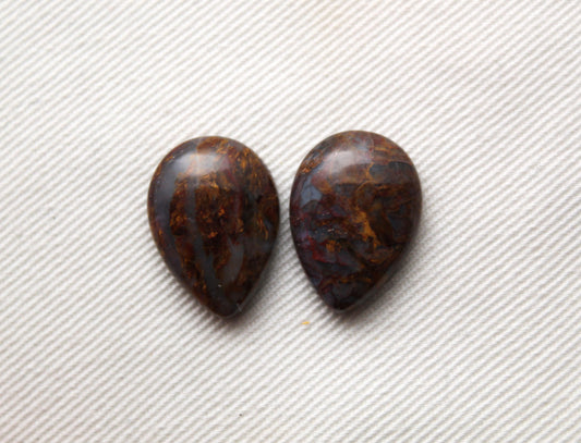 Pair Pietersite Cabochon pear shape gemstone 13x18MM