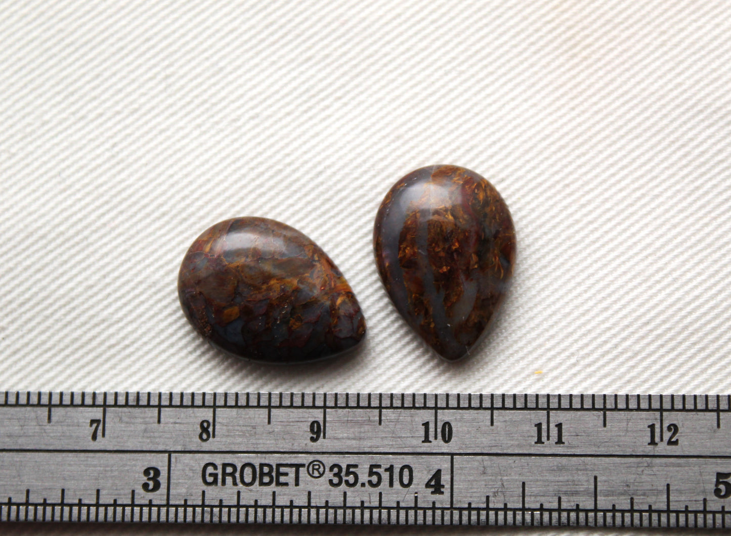 Pair Pietersite Cabochon pear shape gemstone 13x18MM