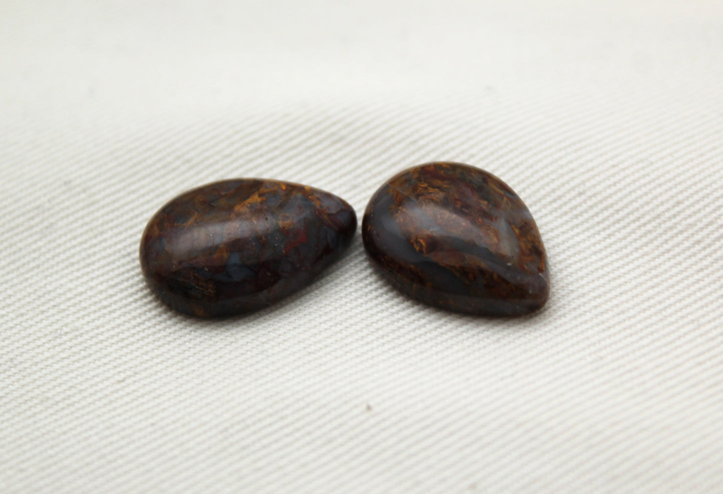 Pair Pietersite Cabochon pear shape gemstone 13x18MM