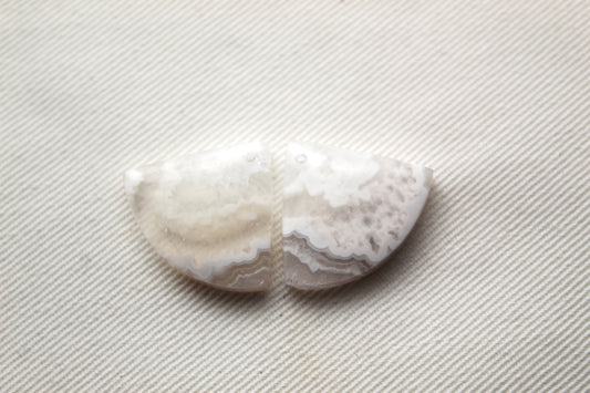Pandora Agate Pair Cabochon Gemstone white
