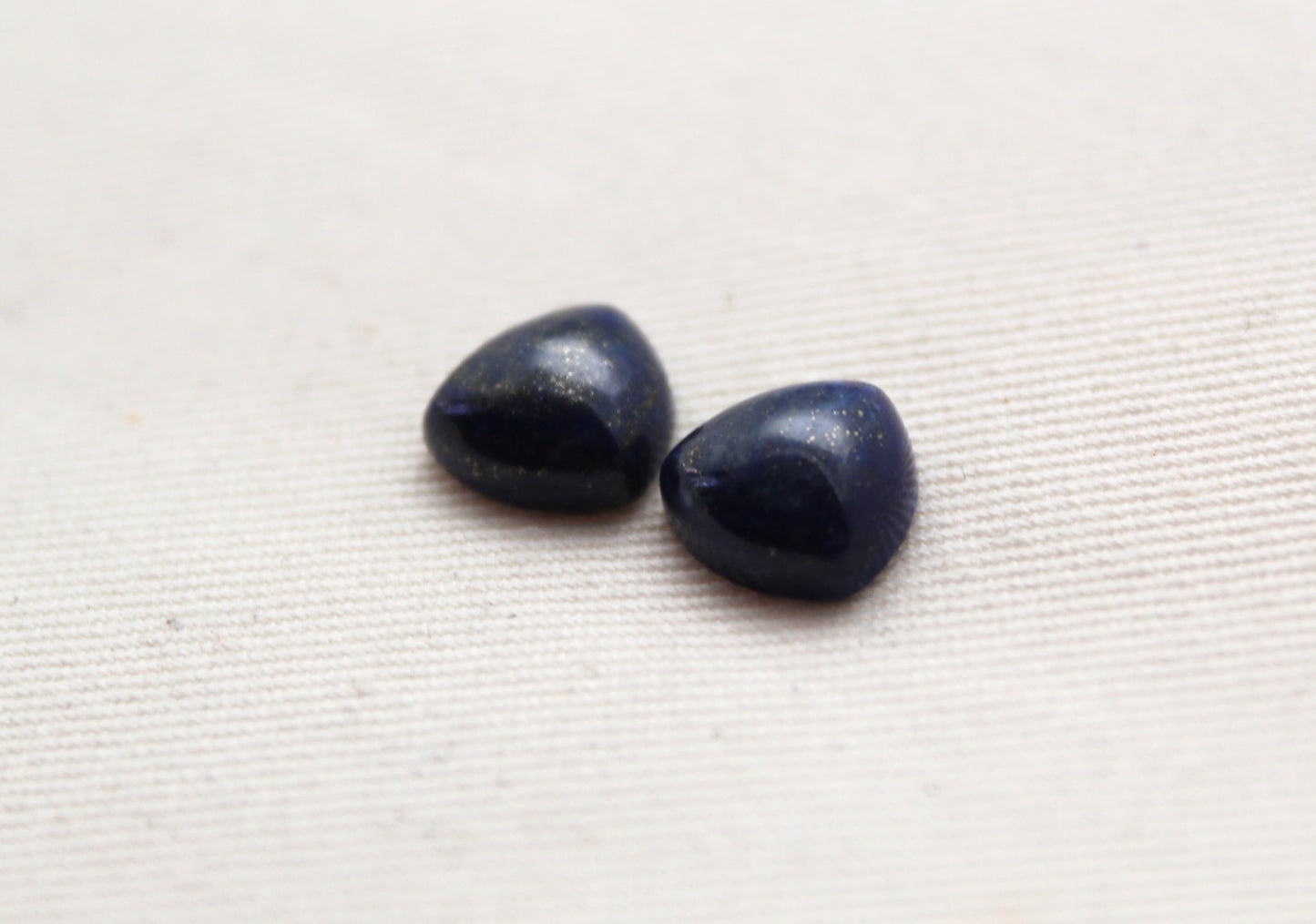 Lot of TWO Lapis Lazuli cabochons 10 MM Gemstones trillion blue